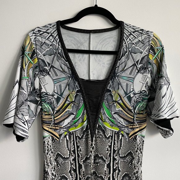 ROBERTO CAVALLI Snake Animal Print White Bodycon Dress - Picture 3 of 7